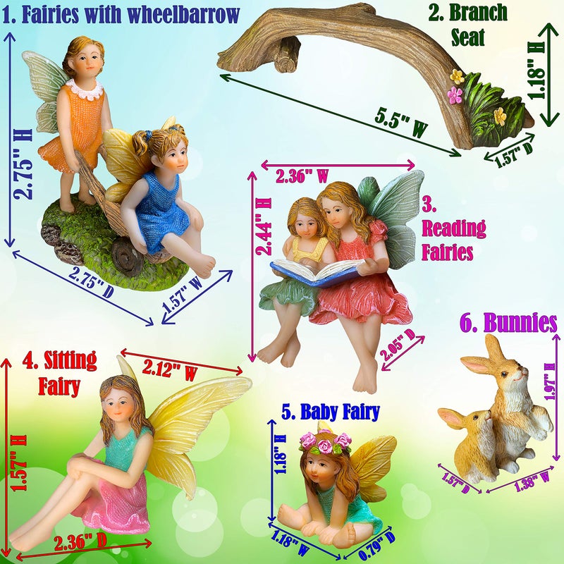 Mood Lab Fairy Garden - Miniature Family Kit Figurines & Accessories - Fairies Statue Set of 6 pcs - Outdoor or House Decor - Image 3